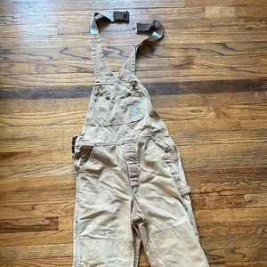 Carhartt Brown Duck Bib Quilted Insulated Overalls 32 X 32